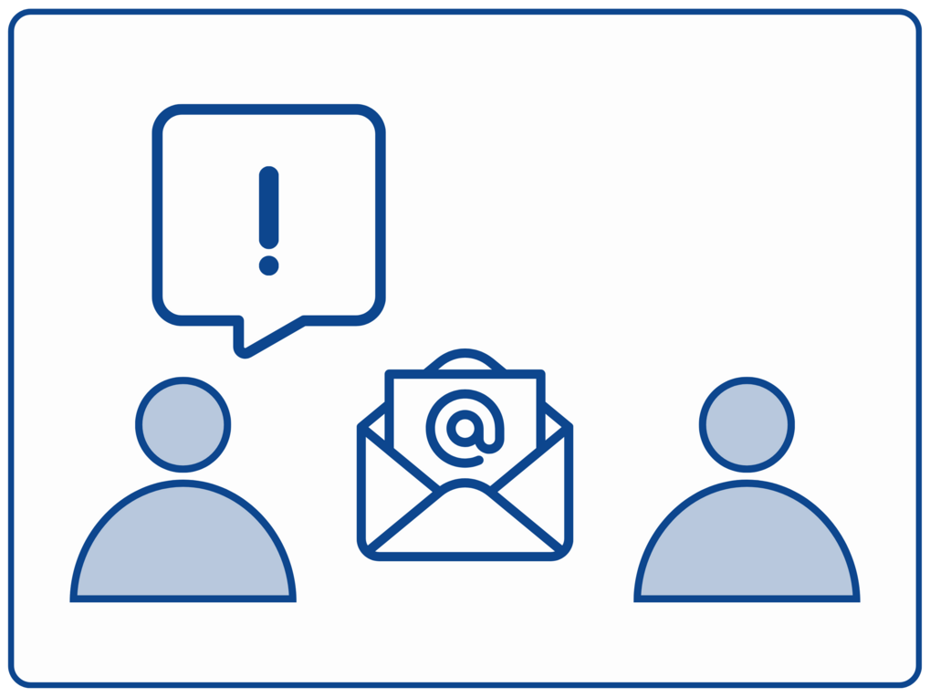 Zwei Personen, die per E-Mail Kontakt aufnehmen.