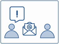 Zwei Personen, die per E-Mail Kontakt aufnehmen.