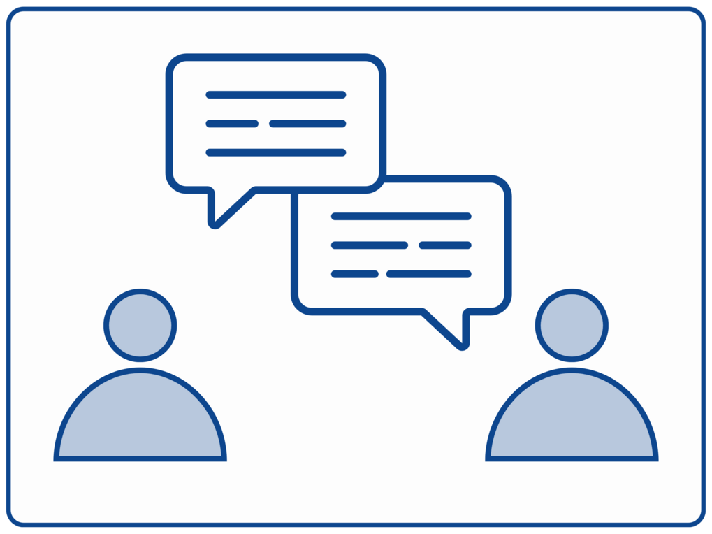 Zwei Menschen unterhalten sich.