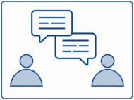 Zwei Menschen unterhalten sich.